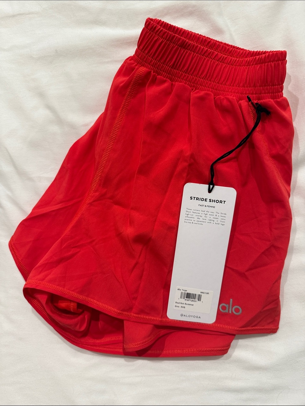 Alo Stride Short Red Hot Summer XXS NWT